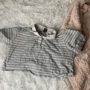 Gray striped crop top